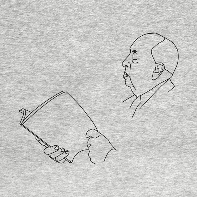 Alfred Hitchcock minimal line drawing by frndpndrlc